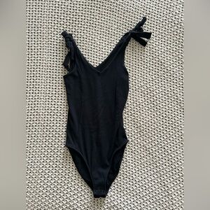 Black Bodysuit with Bow Straps